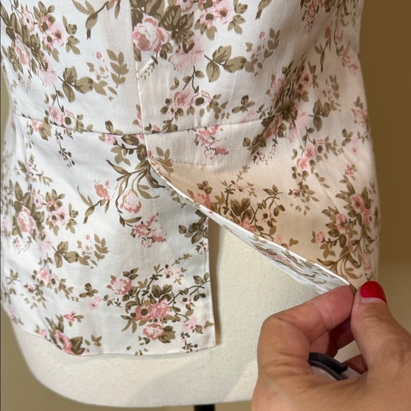 Smart Set Floral Blazer White Pink Green Short Sleeved Light Single Button Sz 9 - Picture 8 of 14